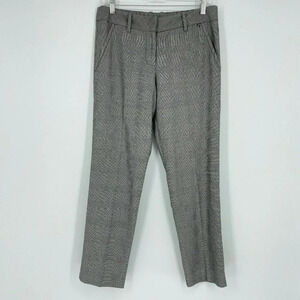Trina Turk Pants Women Sz 6 Plaid Straight-Leg Mid-Rise Business Flat Front Gray